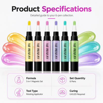 🎅LAST DAY HOT SALES - 50% OFF🌟😍Glitter Cat Eye Nail Polish Pen 6-Piece Set