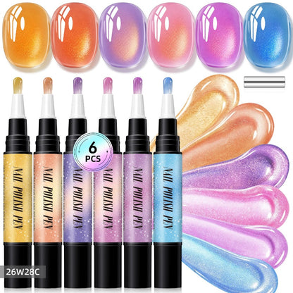 🎅LAST DAY HOT SALES - 50% OFF🌟😍Glitter Cat Eye Nail Polish Pen 6-Piece Set