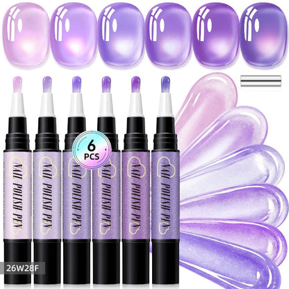 🎅LAST DAY HOT SALES - 50% OFF🌟😍Glitter Cat Eye Nail Polish Pen 6-Piece Set