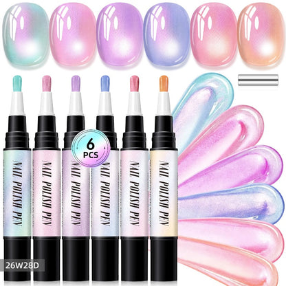 🎅LAST DAY HOT SALES - 50% OFF🌟😍Glitter Cat Eye Nail Polish Pen 6-Piece Set