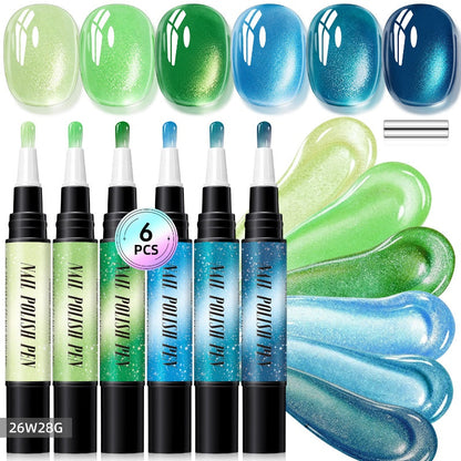 🎅LAST DAY HOT SALES - 50% OFF🌟😍Glitter Cat Eye Nail Polish Pen 6-Piece Set