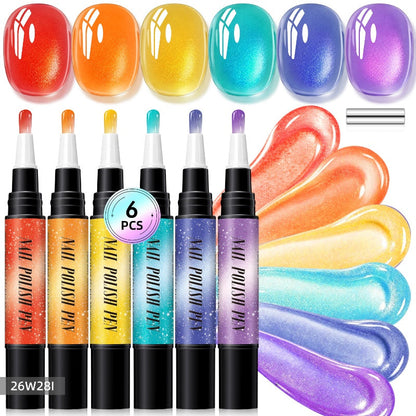 🎅LAST DAY HOT SALES - 50% OFF🌟😍Glitter Cat Eye Nail Polish Pen 6-Piece Set