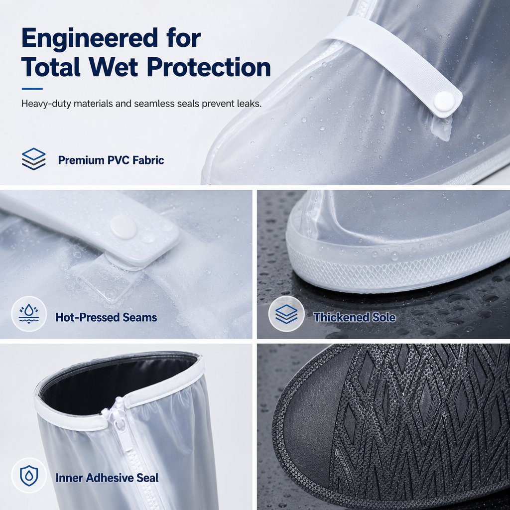☔ Waterproof High-Top Rain Shoe Covers (42cm) - Non-Slip & Reflective 🌧️
