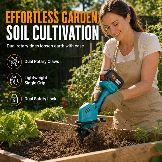 🌱 Cordless Electric Handheld Garden Tiller - Battery Powered Soil Cultivator 🌿