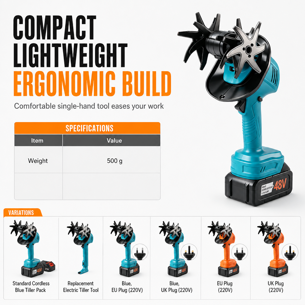 🌱 Cordless Electric Handheld Garden Tiller - Battery Powered Soil Cultivator 🌿