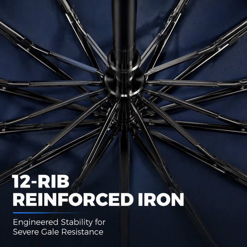 🌧️ Extra Large 130cm Windproof Storm Umbrella with 12 Reinforced Ribs & UV Protection 🛡️