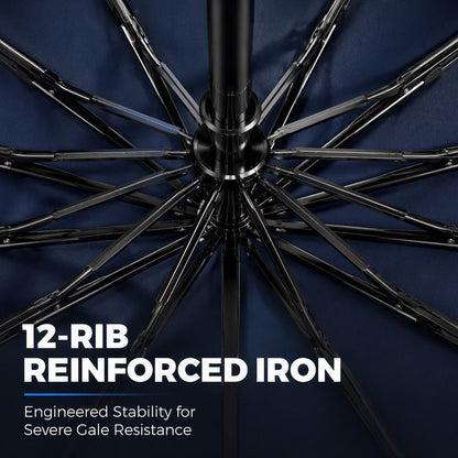 🌧️ Extra Large 130cm Windproof Storm Umbrella with 12 Reinforced Ribs & UV Protection 🛡️