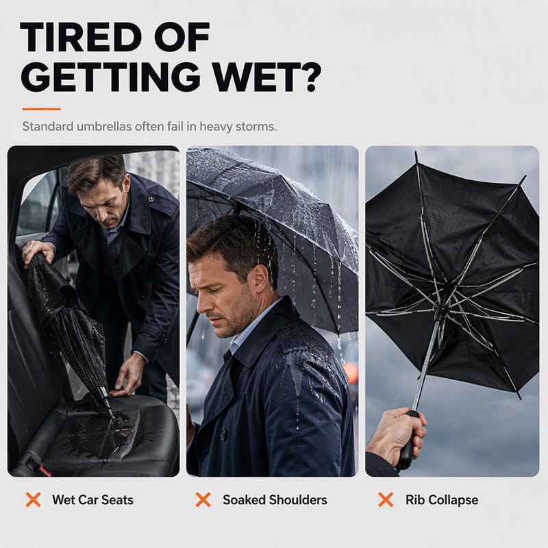 🌧️ Extra Large 130cm Windproof Storm Umbrella with 12 Reinforced Ribs & UV Protection 🛡️