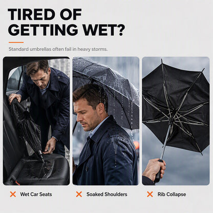 🌧️ Extra Large 130cm Windproof Storm Umbrella with 12 Reinforced Ribs & UV Protection 🛡️