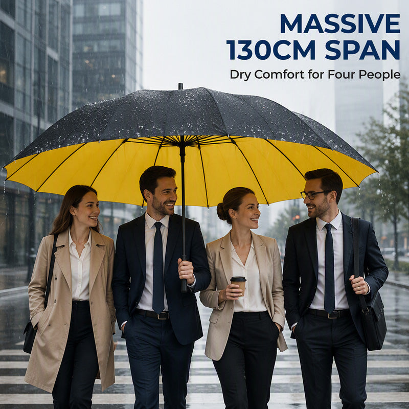 🌧️ Extra Large 130cm Windproof Storm Umbrella with 12 Reinforced Ribs & UV Protection 🛡️