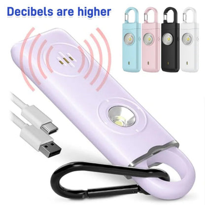 🚨 Rechargeable Personal Safety Alarm Keychain with LED Light 🔦