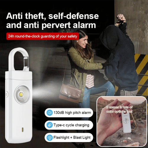🚨 Rechargeable Personal Safety Alarm Keychain with LED Light 🔦