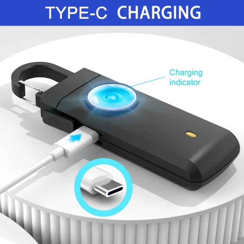 🚨 Rechargeable Personal Safety Alarm Keychain with LED Light 🔦
