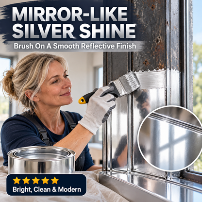 ✨ Mirror-Look Metallic Silver Paint – Water-Based Brush-On Paint for DIY Home & Metal Makeovers