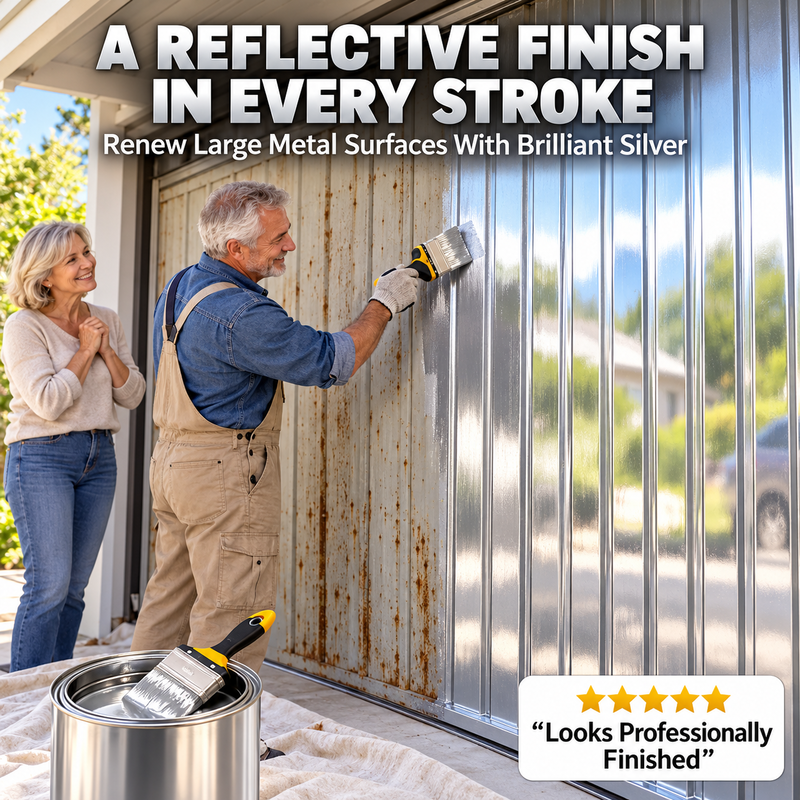 ✨ Mirror-Look Metallic Silver Paint – Water-Based Brush-On Paint for DIY Home & Metal Makeovers