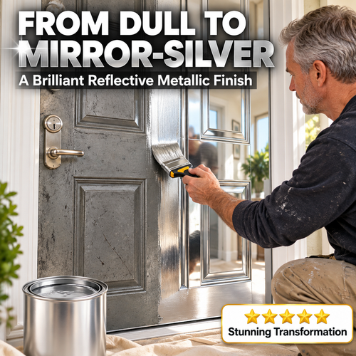 ✨ Mirror-Look Metallic Silver Paint – Water-Based Brush-On Paint for DIY Home & Metal Makeovers