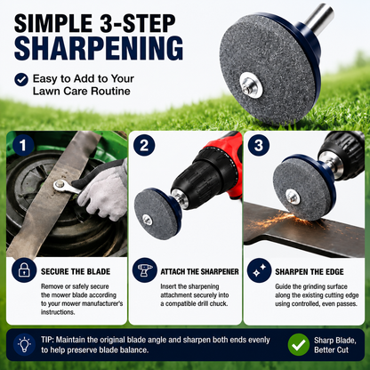 🛠️ 50% OFF Drill-Powered Mower Blade Sharpener ⚡ Sharpen Blades in Minutes