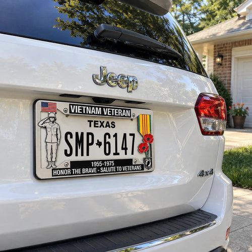 🇺🇸 Vietnam Veteran Commemorative Metal License Plate Frame – Honor the Brave, Military Tribute Gift 🎖️