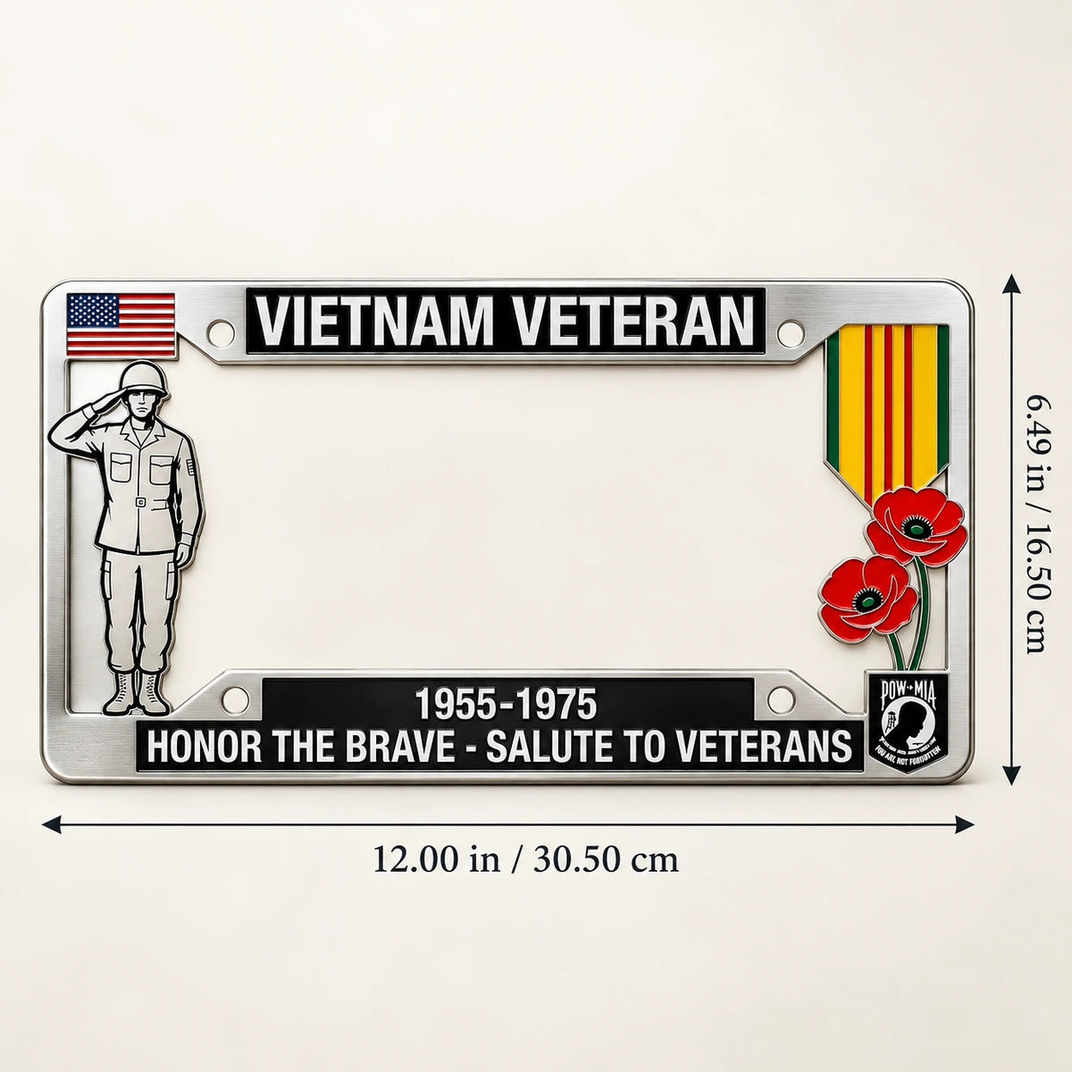 🇺🇸 Vietnam Veteran Commemorative Metal License Plate Frame – Honor the Brave, Military Tribute Gift 🎖️