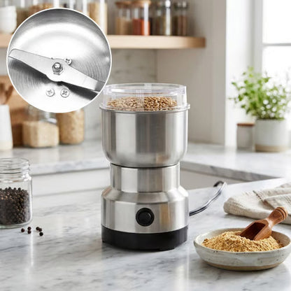 🚀 High-Speed Electric Grain & Spice Grinder – Stainless Steel Dual-Blade Mill for Coffee Beans, Grains, Herbs & Fresh Homemade Flour 🌾☕
