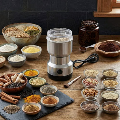 🚀 High-Speed Electric Grain & Spice Grinder – Stainless Steel Dual-Blade Mill for Coffee Beans, Grains, Herbs & Fresh Homemade Flour 🌾☕