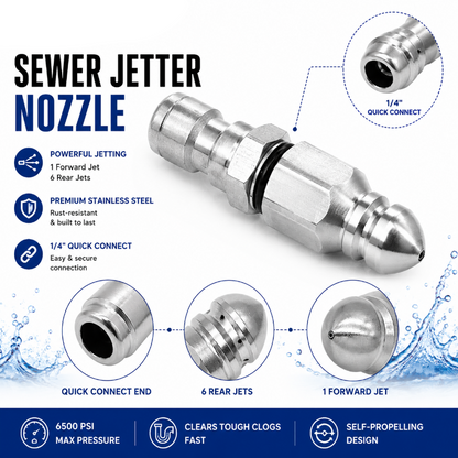 🔥 49% OFF 7-Jet Sewer Jetter Nozzle – 6500 PSI Drain Cleaning Tool